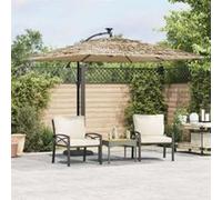 vidaXL Parasol avec LED et mât en acier brun 269x269x235 cm