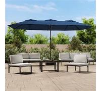 vidaXL Parasol double 449x265 cm bleu azur