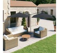 vidaXL Double parasol avec mât en acier 600x300 cm Anthracite