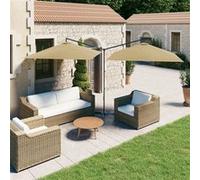 vidaXL Parasol dubbel met stalen paal 600x300 cm taupe312557 Taupe G