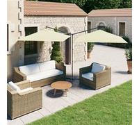 vidaXL Parasol double avec mât en acier 600x300 cm blanc sable