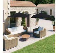 vidaXL Parasol double avec mât en acier 600x300 cm noir