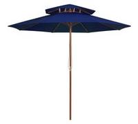 vidaXL Parasol dubbeldekker met houten paal 270 cm blauw313767 Bleu G