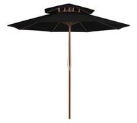 vidaXL Parasol avec double toit et mât en bois noir 270 cm