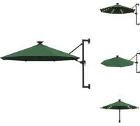 vidaXL Parasol mural avec LED et mât métallique 300 cm Vert - Parasols & ombrelles