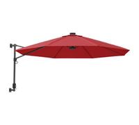 Vidaxl Parasol Mural Avec Led Rouge Vif 290 Cm