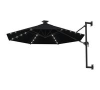 vidaXL Parasol mural avec LEDs 300 cm noir