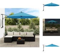 vidaXL Parasol mural avec LEDs Bleu mer 290 cm - Parasols & ombrelles
