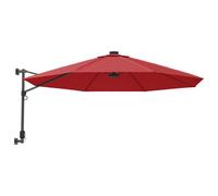 vidaXL Parasol mural avec LEDs rouge vif 290 cm