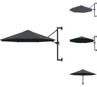 vidaXL Parasol mural avec mât métallique 300 cm Anthracite - Parasols & ombrelles