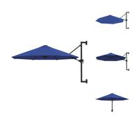 vidaXL Parasol mural avec mât métallique 300 cm Bleu - Parasols & ombrelles