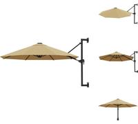 vidaXL Parasol mural avec mât métallique 300 cm Taupe - Parasols & ombrelles