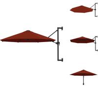 vidaXL Parasol mural avec mât métallique 300 cm Terracotta-Rouge - Parasols & ombrelles