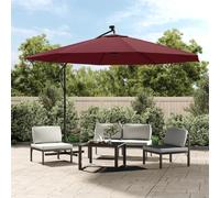 vidaXL Parapluie avec éclairage LED Mât en acier rouge bordeaux 350 cm