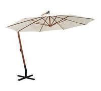 vidaXL Parapluie 350 cm – mât en bois – blanc