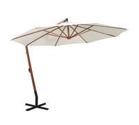 vidaXL Parapluie 350 cm – mât en bois – blanc