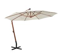 vidaXL Parapluie 350 cm – mât en bois – blanc