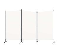 vidaXL Paravent 3 Panneaux, 260x180 cm, Tissu Polyester & Structure en Fer, Blanc, Écran de Confidentialité Pliable, Cloison 320731