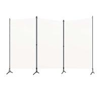 vidaXL Paravent 3 Panneaux, 260x180 cm, Tissu Polyester & Structure en Fer, Blanc, Écran de Confidentialité Pliable, Cloison Mobile, Chambre & Bureau, Décoration Maison