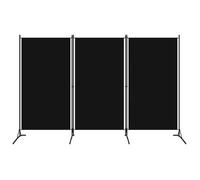 vidaXL Paravent 3 Panneaux, 260x180 cm, Tissu Polyester & Structure en Fer, Noir, Écran de Confidentialité Pliable, Cloison 320734
