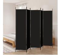 vidaXL Paravent 5 Panneaux, 250x200 cm, Polyester & Structure en Fer, Noir, Écran de Confidentialité Pliable, Cloison Mobile, Chambre & Bureau, Décoration Maison