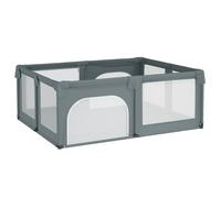 vidaXL Parc avec 2 portes Gris clair Tissu Oxford