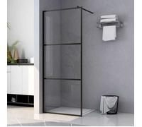 vidaXL Paroi de Douche à l'Italienne Noire 100 x 195 cm Verre ESG Transparent 5 mm, Aluminium, Barre de Support