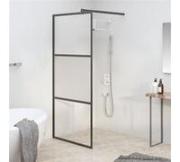 vidaXL Paroi de douche pour douche à l'italienne 90x195 cm Verre ESG semi-mat noir