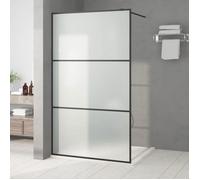 vidaXL Paroi de douche pour passage piétonnier 115x195 cm noir verre ESG mat
