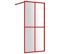 vidaXL Paroi de douche pour passage piétonnier avec verre ESG transparent rouge 100x195 cm