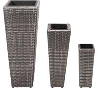 vidaXL Parterre de jardin surélevé 3 pièces Poly rotin gris