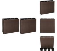 vidaXL Parterre de jardin surélevé avec 4 pots 2 pcs. Poly Rotin Marron - Pots de fleurs & Jardinières