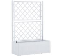 vidaXL Parterre de jardin surélevé avec treillis et système d'auto-arrosage Blanc