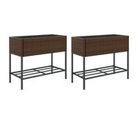 vidaXL Parterre surélevé avec étagère 2 pcs. Marron 90x40x75 cm Poly rotin