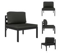 vidaXL Partie centrale de canapé modulaire avec coussins aluminium anthracite - éléments de canapé de jardin
