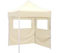 vidaXL Tente de réception professionnelle Pliable avec 2 parois latérales 2×2m Acier Crème