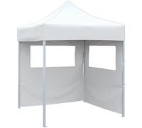 vidaXL Tente de réception professionnelle Pliable avec 2 parois latérales 2×2m Acier blanc