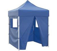 vidaXL Tente de réception professionnelle pliable 2×2 m avec 4 parois latérales Acier bleu