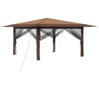 vidaXL, pavillon avec 4 parois, dimensions 4 x 4 mètres, couleur beige et marron