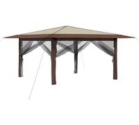 vidaXL, pavillon avec 4 parois, dimensions 4 x 4 mètres, couleur crème et marron