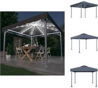vidaXL Pavillon avec chaîne lumineuse LED 300x300 cm Anthracite Aluminium - Pavillons & Tentes de réception