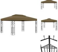 vidaXL Pavillon avec double toit 3x4 m Taupe 180 g/m² - Pavillons & Tentes de réception