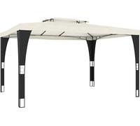 vidaXL Pavillon avec double toit Crème 3,98x2,98 m Acier