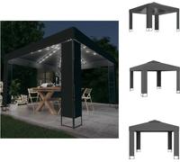 vidaXL Pavillon avec double toit & guirlande lumineuse LED 3x3 m Anthracite - Pavillons & Tentes de réception
