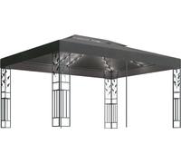 vidaXL Pavillon avec double toit & guirlande lumineuse LED 3x4 m Anthracite
