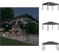 vidaXL Pavillon avec double toit & guirlande lumineuse LED 3x4 m Anthracite - Pavillons & Tentes de réception