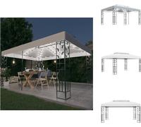 vidaXL Pavillon avec double toit & guirlande lumineuse LED 3x4 m Blanc - Pavillons & Tentes de réception