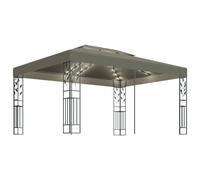 vidaXL Pavillon avec double toit & guirlande lumineuse LED 3x4 m Taupe
