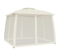 vidaXL Pavillon avec double toit & murs en filet Crème 2,93x2,93 m Acier