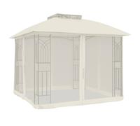 vidaXL Pavillon avec double toit & murs en filet Crème 2,94x2,94 m Acier